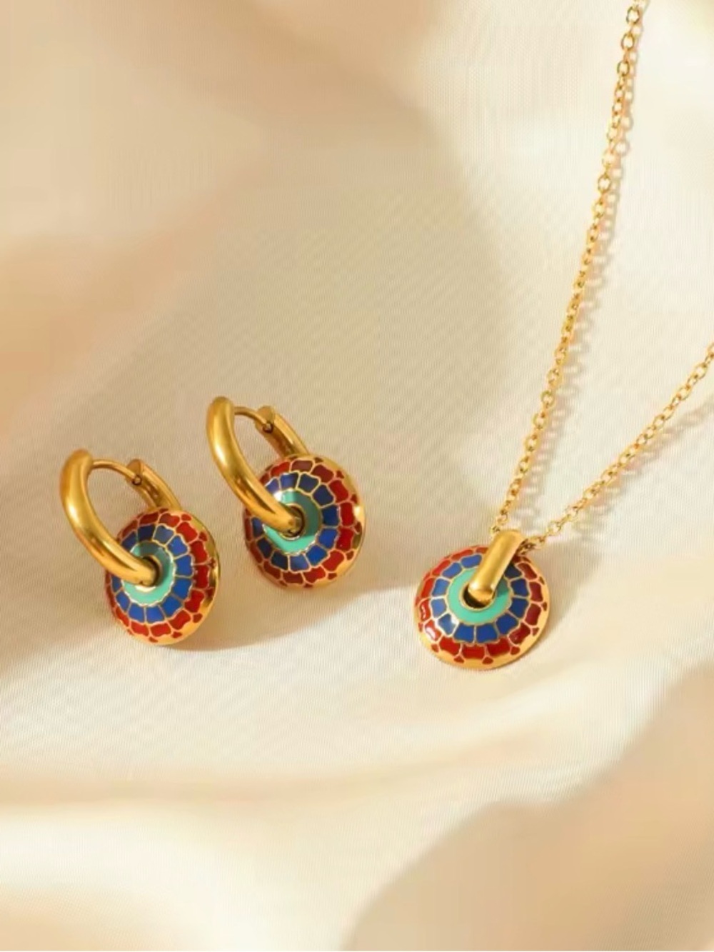 Elegant  Multicolor Necklace &  Earrings Set - Picture 2 of 6